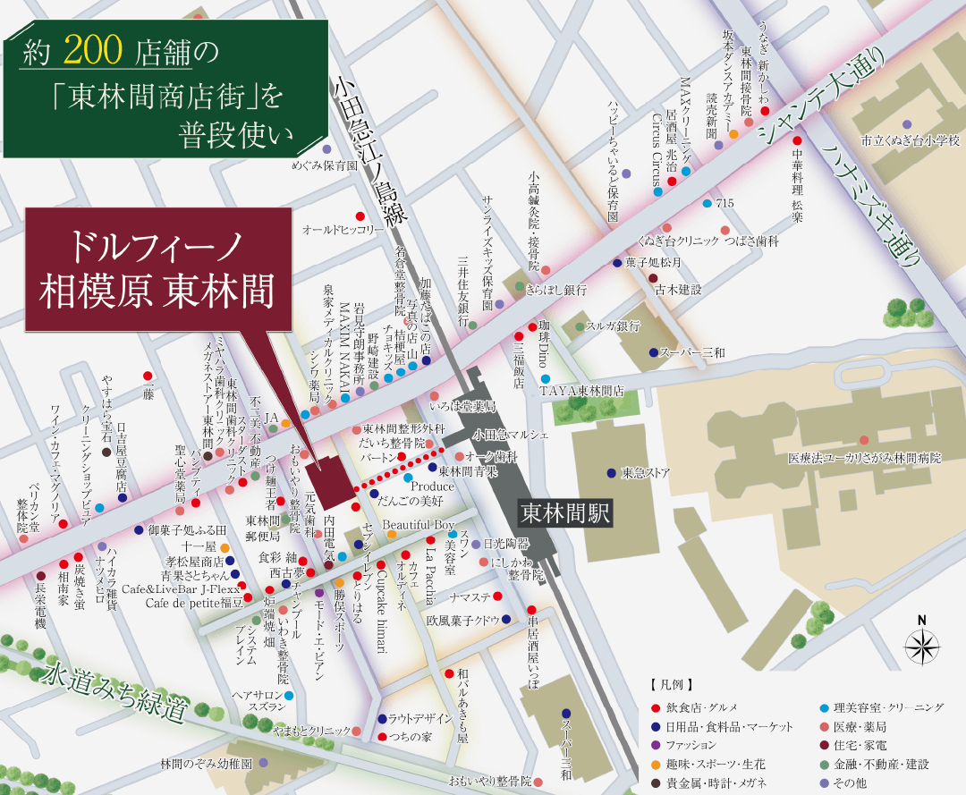 ドルフィーノ相模原東林間周辺の「東林間商店街」マップ